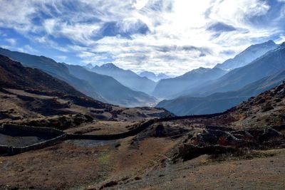 Scenic view of mountains against sky