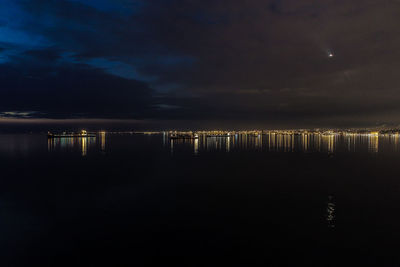 Scenic view of sea against sky at night