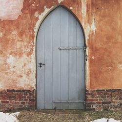 Closed door of house