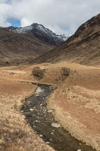 Scenic view of landscape and mountains against sky