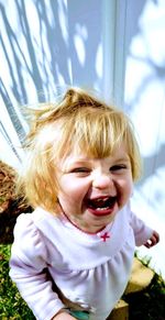 Portrait of cute baby girl outdoors