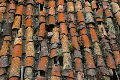 Full frame shot of abandoned house roof