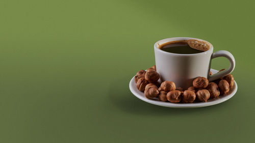 High angle view of coffee on table