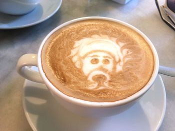 High angle view of coffee on table