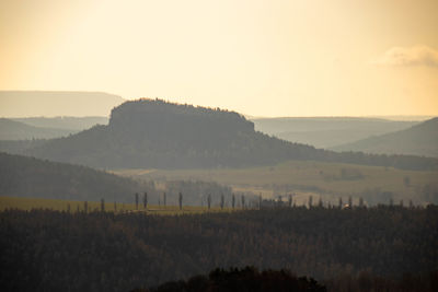 Scenic view of field against sky during sunset