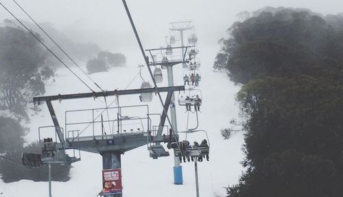 Low angle view of overhead cable car