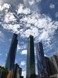 Low angle view of modern buildings against sky