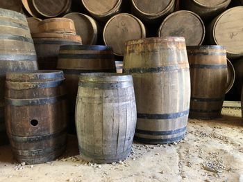 Stack of firewood in row