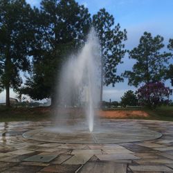 Fountain against trees