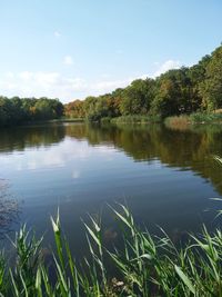 Scenic view of lake against sky