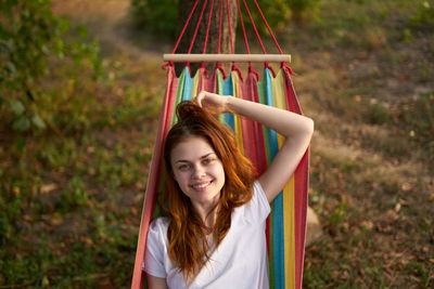 Portrait of smiling girl in playground