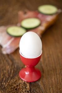 High angle view of breakfast on table