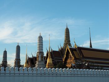 Low angle view of temple building against sky