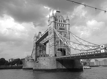 Low angle view of suspension bridge