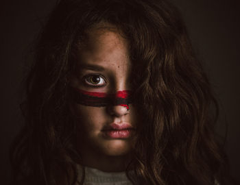 Close-up portrait of a beautiful you warrior wild woman