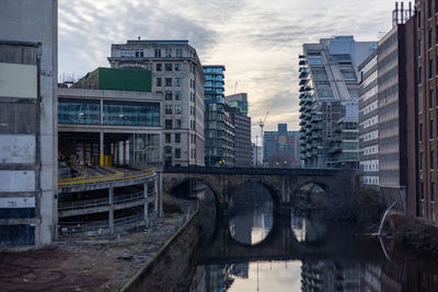 Modern buildings in city against sky