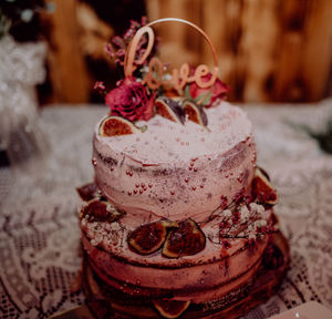 Close-up of cake on table