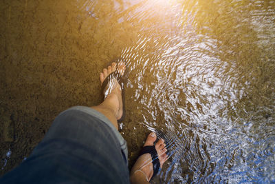 Low section of man in sea