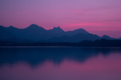 Scenic view of lake at sunset