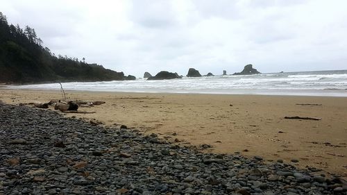 Scenic view of beach against sky