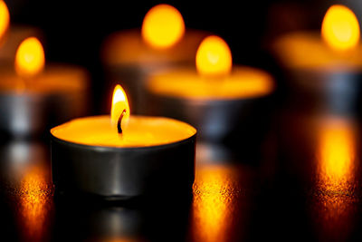 Close-up of lit candles