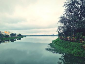 Scenic view of lake against sky