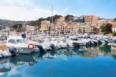 Port de soller mallorca . boats at the harbor of balearic island