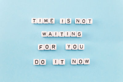 High angle view of text on white background