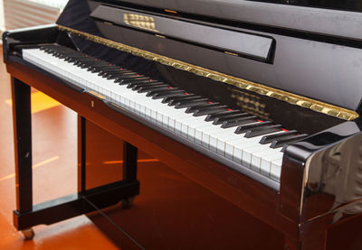 High angle view of piano keys