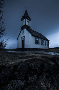 View of the thingvallakirkja church in the thingvellir national park, iceland