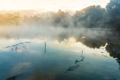 Scenic view of lake against sky