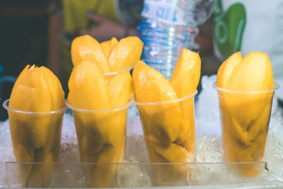 Close-up of orange juice in glass