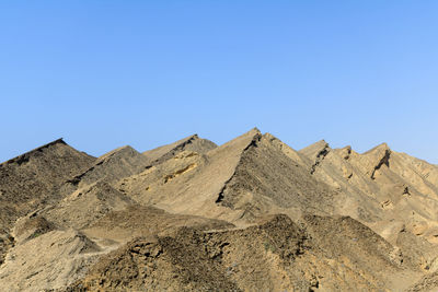 Low angle view of mountain against clear sky