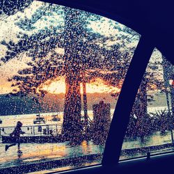 Close-up of wet window in rainy season