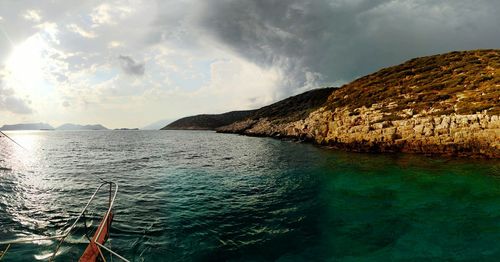 Scenic view of sea against cloudy sky