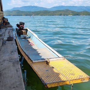 High angle view of pier over lake