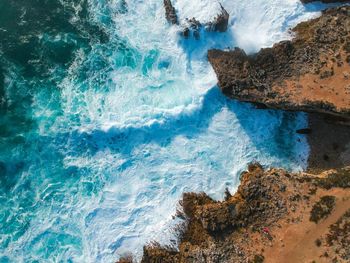 High angle view of sea waves