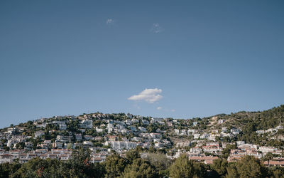 Townscape against blue sky