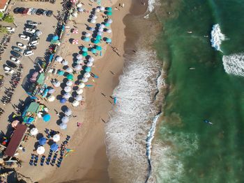 High angle view of people on beach