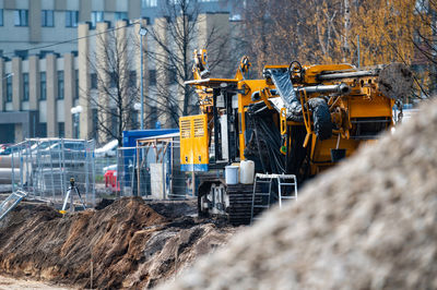 Construction site of the new riga city bypass in purvciems district