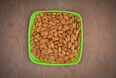 High angle view of vegetables in bowl on table