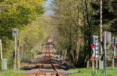 Long railroad track extends towards the horizon