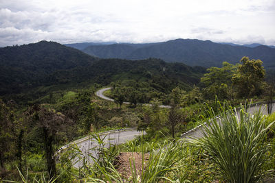 Mountain road for tourists traveling.