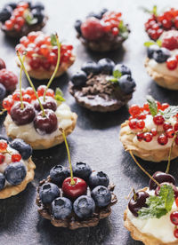 High angle view of food on table