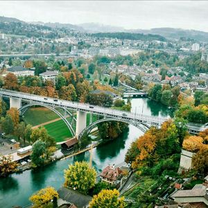 High angle view of bridge over river in city