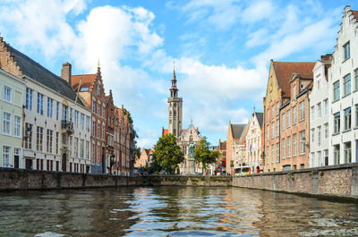 Brugge cityscape against cloudy sky