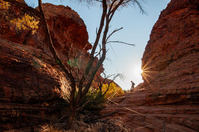 Low angle view of rock formations