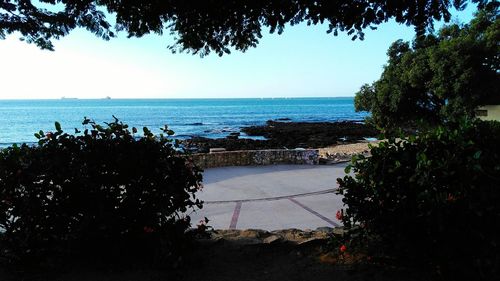 Scenic view of sea against clear sky