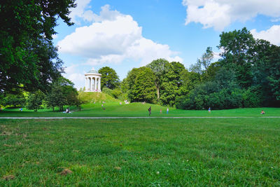 Trees on field against sky