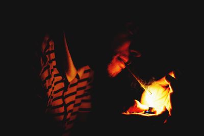 Close-up of bonfire at night